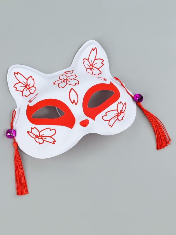 Карнавальная маска &laquo;Кицунэ. Цветы&raquo;, красный