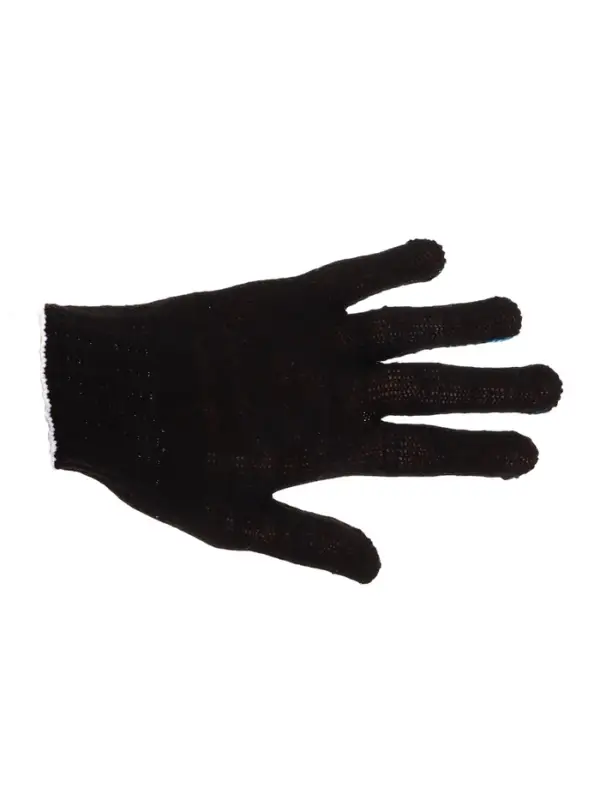 Перчатки садовые, хб, вязка 7 класс, 3 нити, размер 9, с ПВХ точками, чёрные