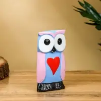 Набор сувенирный "Совята с сердечком" дерево H 15, 13, 11 см, цв. сиренево-голубой