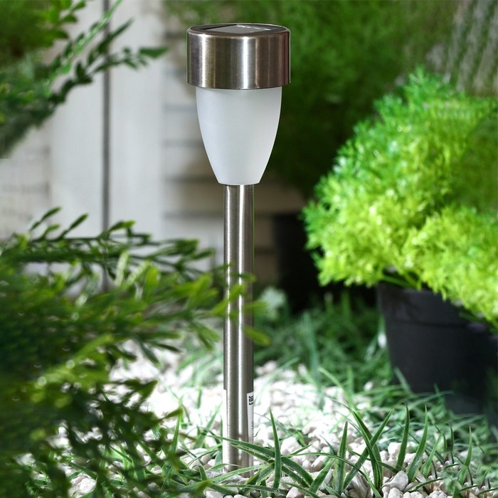 Садовый светильник на солнечной батарее &laquo;Матовый конус&raquo;, 5 &times; 35 &times; 5 см, 1 LED, свечение белое