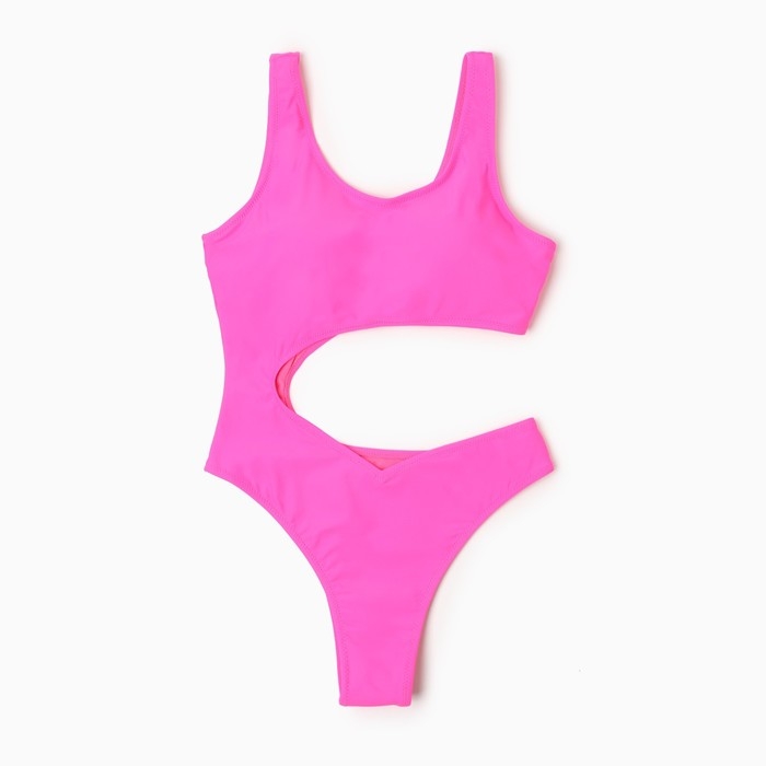 Купальник женский слитный однотонный MINAKU цвет фуксия, размер 48