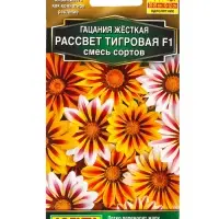 Семена цветов Гацания Рассвет F1 тигровая, смесь сортов  Золотая серия, Ц/П,5 шт.