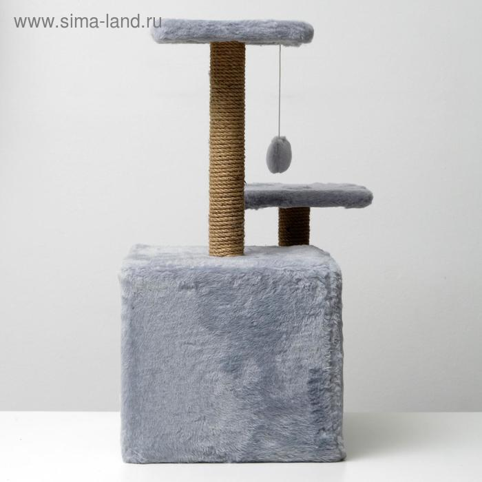 Домик для кошек с когтеточкой, квадратный, 3х-этажный, 45 &times; 47 &times; 75 см, серая