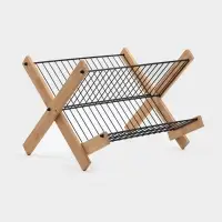 Сушилка для посуды "Meli" бамбук, металл, цвет черный