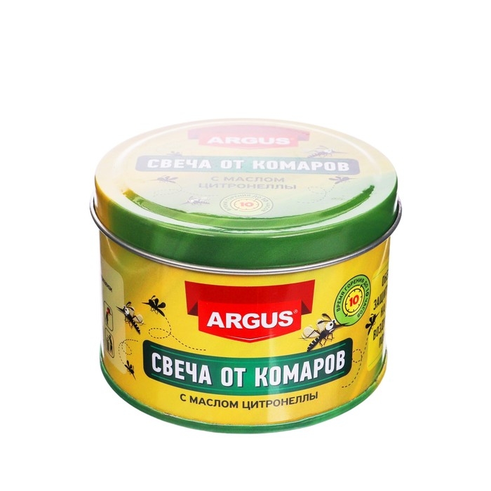 Антимоскитная свеча ARGUS, с маслом цитронеллы, банка с крышкой, 80 г
