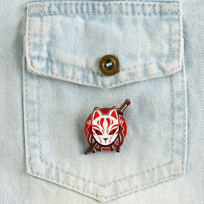 Значок деревянный &laquo;Кицунэ&raquo;, аниме, 2,9 х 3,3 см