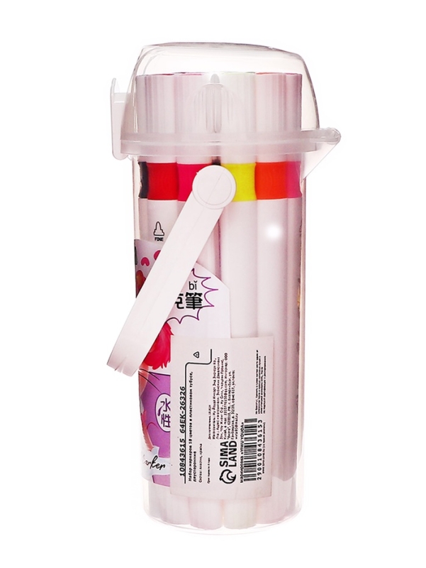 Набор маркеров 18 цветов в пластиковом тубусе, двусторонние