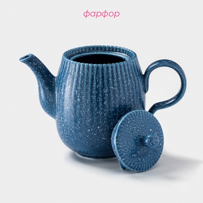 Заварочный чайник Доляна &laquo;Коралл&raquo;, 600 мл, фарфор, синий