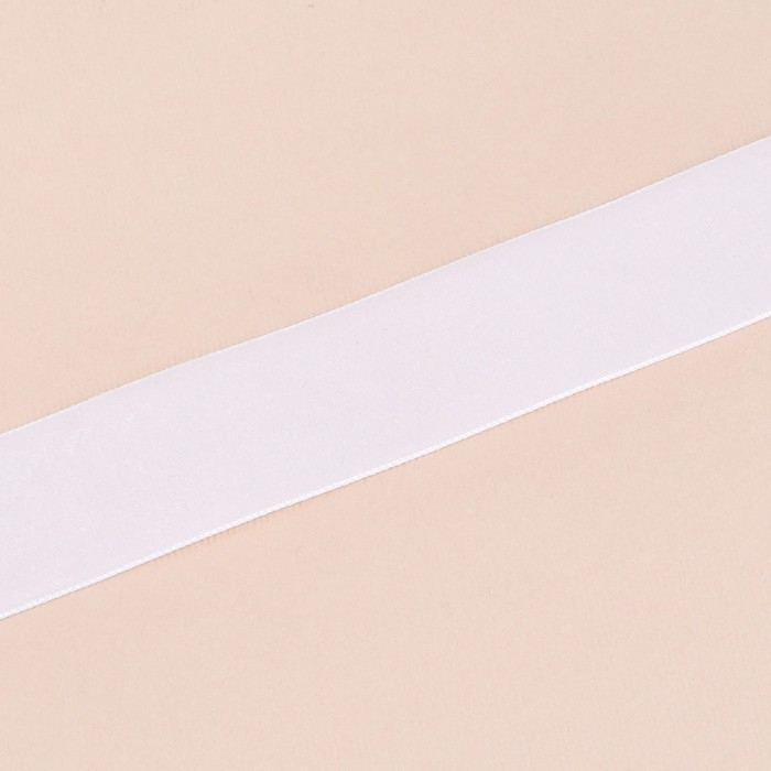 Лента бархатная, 25 мм, 18 &plusmn; 1 м, цвет белый №01
