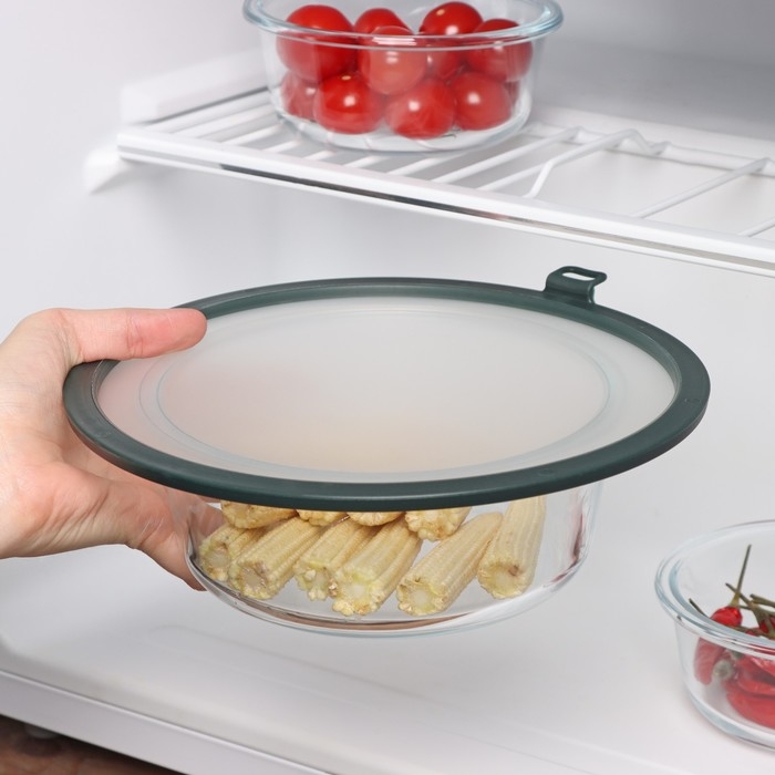 Вакуумная крышка для посуды Доляна, d=22,5 см, цвет зелёный