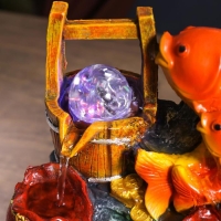 Фонтан настольный полистоун от сети "Два карпа у водяной мельницы" 26х21х16 см