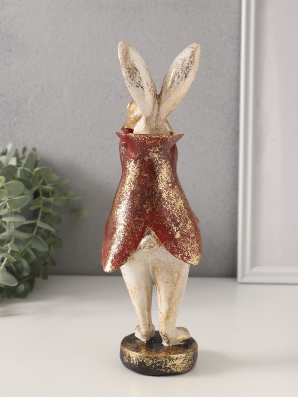 Сувенир полистоун "Кролик в пиджаке с трубой" 7,5х9х25 см