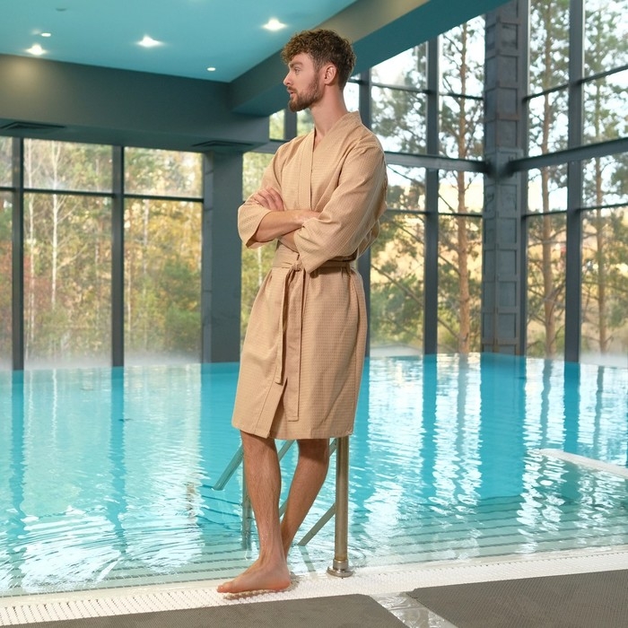 Халат вафельный мужской «Экономь и Я» размер 54-56 Халат вафельный мужской «Экономь и Я» размер 54-56