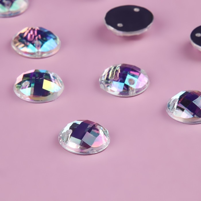 Стразы пришивные &laquo;Круг&raquo;, из органического стекла, с голографией, d = 10 мм, 50 шт
