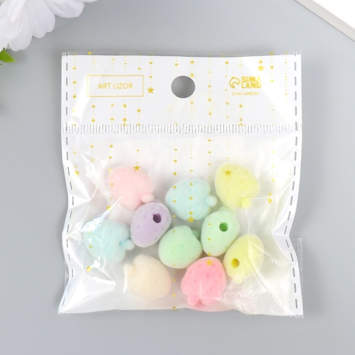 Набор бусин для творчества бархатное напыление "Клубничка" набор 10 шт 1,2х1,3х1,7 см