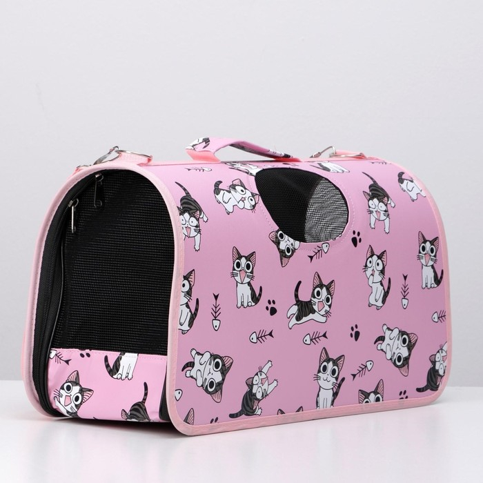 Сумка - переноска для животных Сумка - переноска для животных "Играющие котики", розовая, размер М, 40 х 21 х 27 см