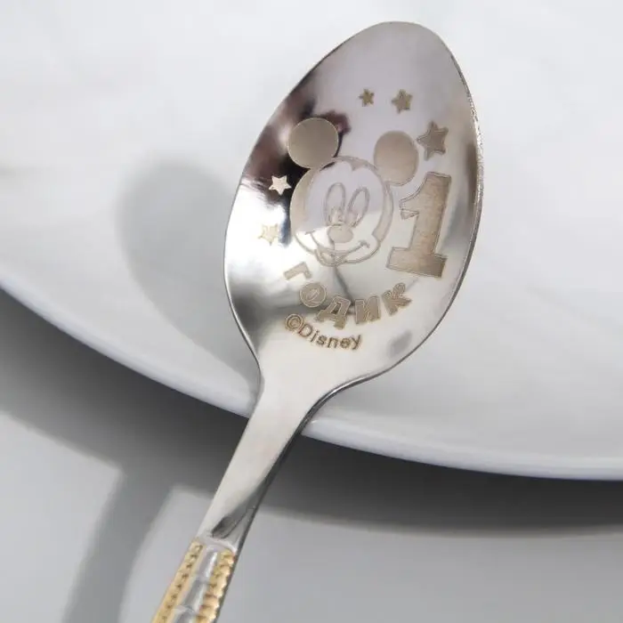 Ложечка детская "1 год" (для малыша), Микки Маус, 2,3 х 11 см