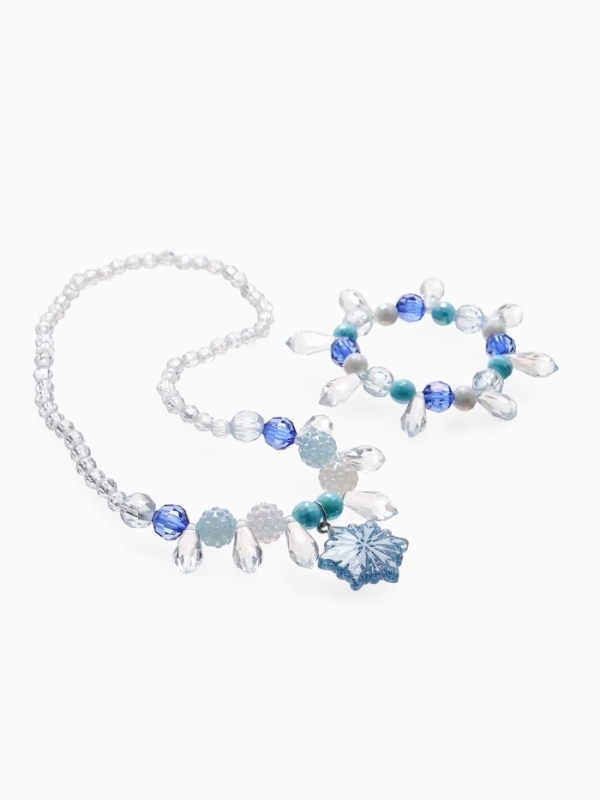 Набор детский "Выбражулька" 2 пр-та: кулон, браслет, снежинка, цвет бело-голубой