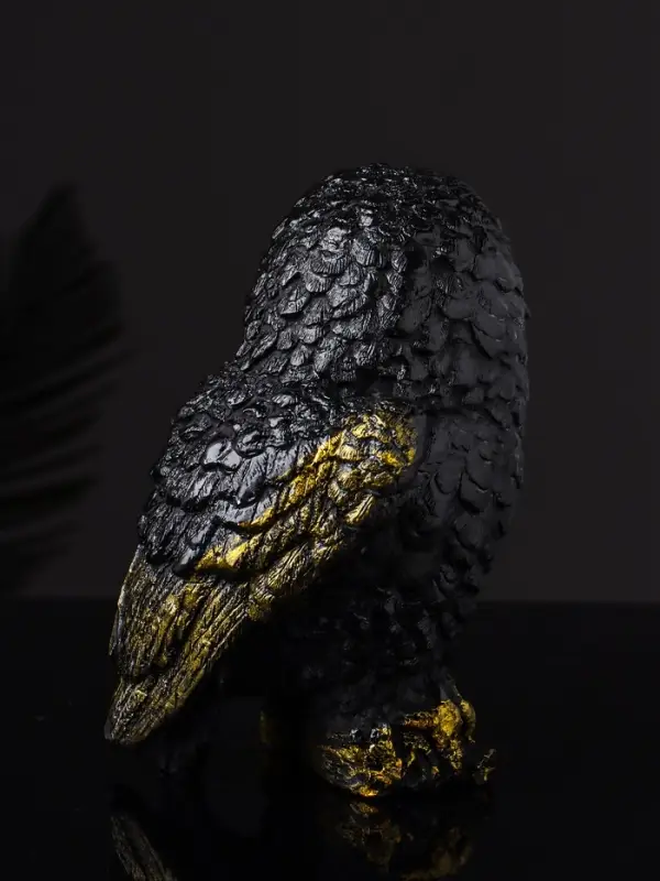 Статуэтка "Сова на пеньке" 14х9х10 см, цвет черный