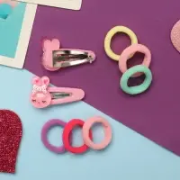 Набор для волос &laquo;Карамель&raquo;, 10 резинок 1.5 см, 2 невидимки 3.5 см, зайки, розовый