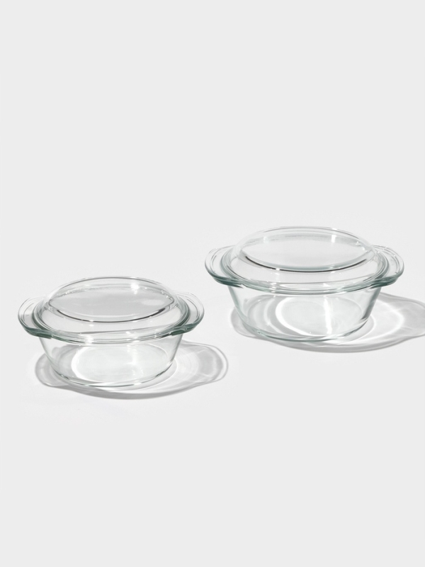 Набор кастрюль из жаропрочного стекла для запекания Доляна &laquo;Гратен&raquo;, 2 предмета: 1 л, 1,5 л, с крышками