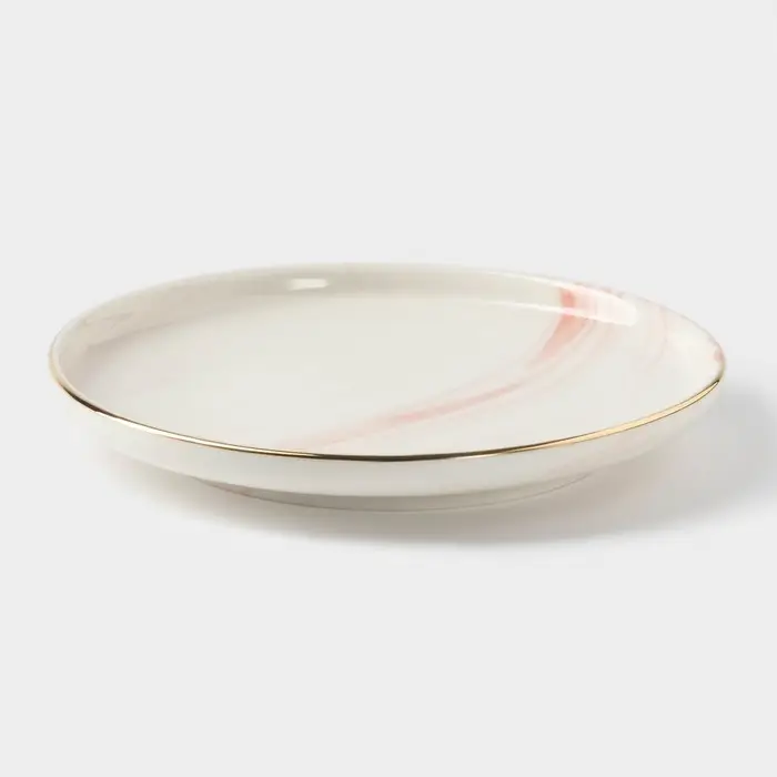 Тарелка керамическая пирожковая &laquo;Мрамор&raquo;, d=15 см, цвет розовый