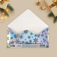 Конверт для денег &laquo;Снежинки&raquo;, голография, 16,5 х 8 см