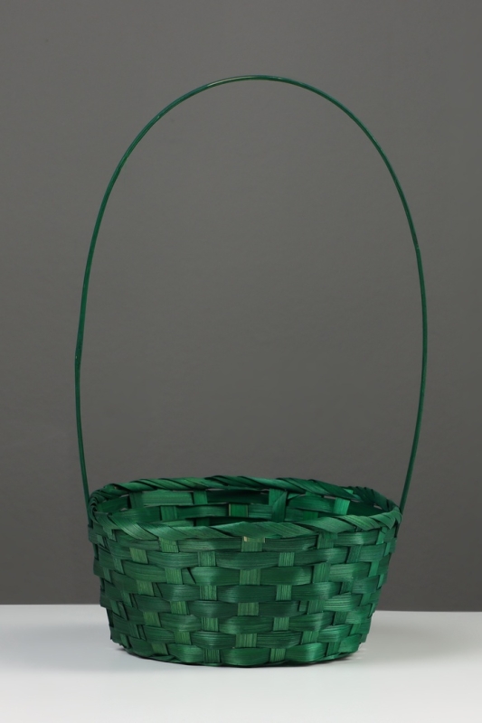 Корзина плетёная, 20×20×9 см, ручка h=25 см, бамбук, зелёная Корзина плетёная, 20×20×9 см, ручка h=25 см, бамбук, зелёная