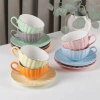 Сервиз фарфоровый чайный Доляна &laquo;Вивьен&raquo;, 12 предметов: 6 чашек 200 мл, 6 блюдец d=15 см, цвет МИКС