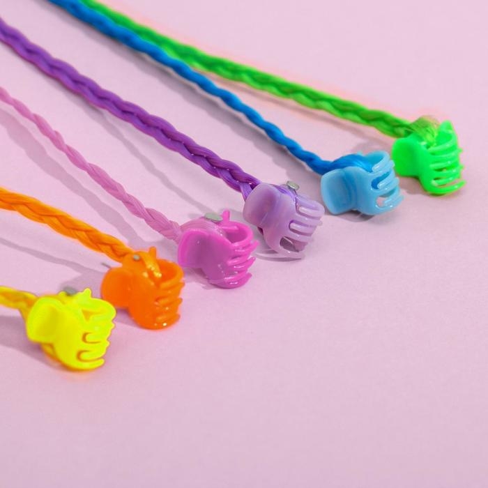 Заколки , цветные пряди для волос на крабике &laquo;Самой милой леди&raquo; (6 шт)