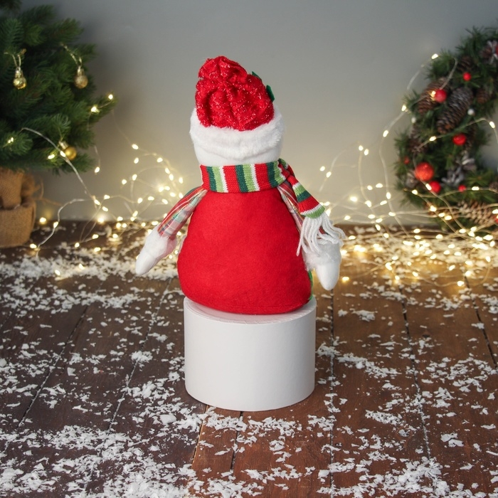 Мягкая игрушка Мягкая игрушка "Снеговик с пуговками, длинные ножки" 44х20 см, красно-зелёный