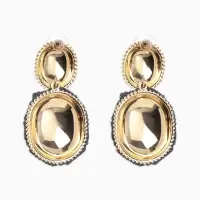 Серьги "Сияние вечера" овал двойной, цвет серый в золоте