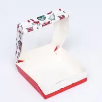 Коробка подарочная новогодняя складная с окном "Подарок", 15 х 15 х 4 см.