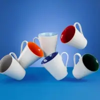 Кружка New Bell матовая, белая с оранжевым