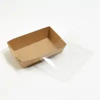 Контейнер с плоской крышкой, крафт, 0,8 л, 19 х 13 х 5,5 см