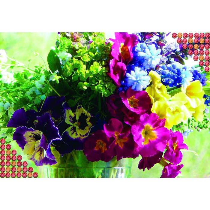 Алмазная мозаика с полным заполнением на холсте &laquo;Букет&raquo;, 22 х 32 см