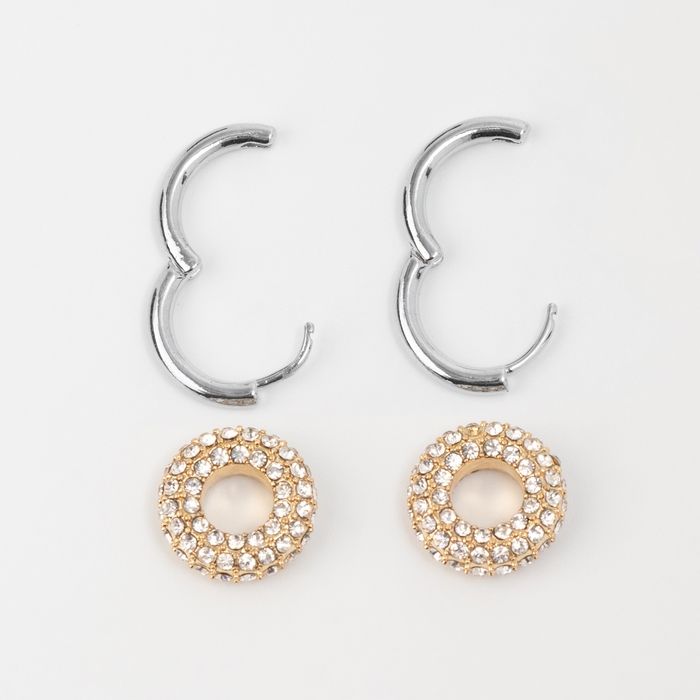 Серьги со съёмным элементом &laquo;Трансформер&raquo; круги, цвет серебро с золотом