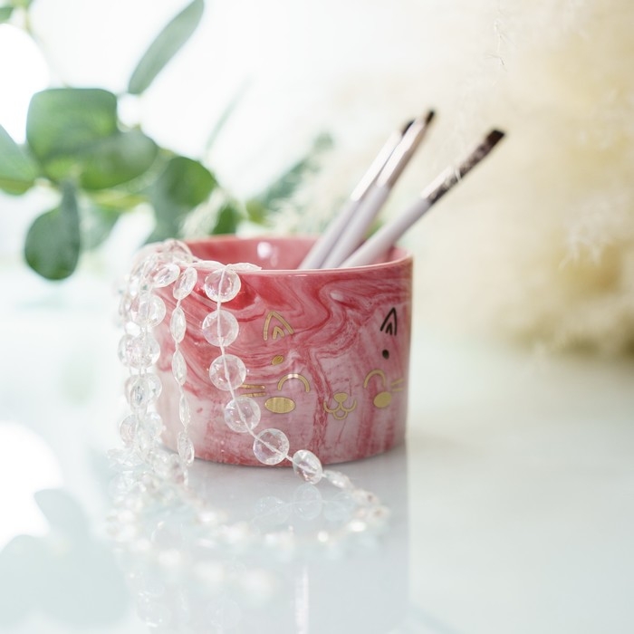 Горшок для цветов керамический с тиснением, кашпо &laquo;Мордочка&raquo;, 8 х 5,5 см