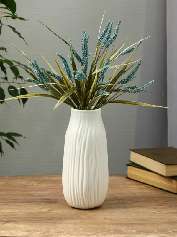 Ваза керамика настольная "Флоранс" волны, 22х9х6,5 см, белый