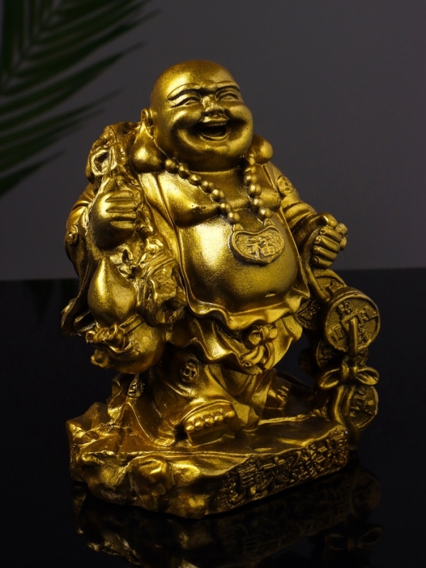 Статуэтка Статуэтка "Хотей приносит удачу и богатство" 14 см, цвет золото
