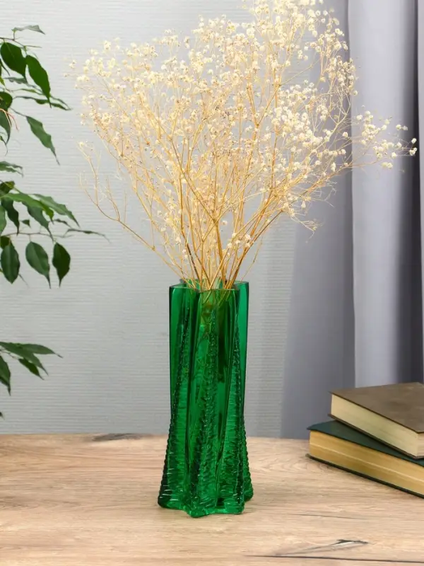 Ваза стекло настольная "Флоранс" 25х11х9 см, зелёный