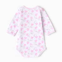 Боди детское с длинным рукавом, цвет белый/зайки, рост 62