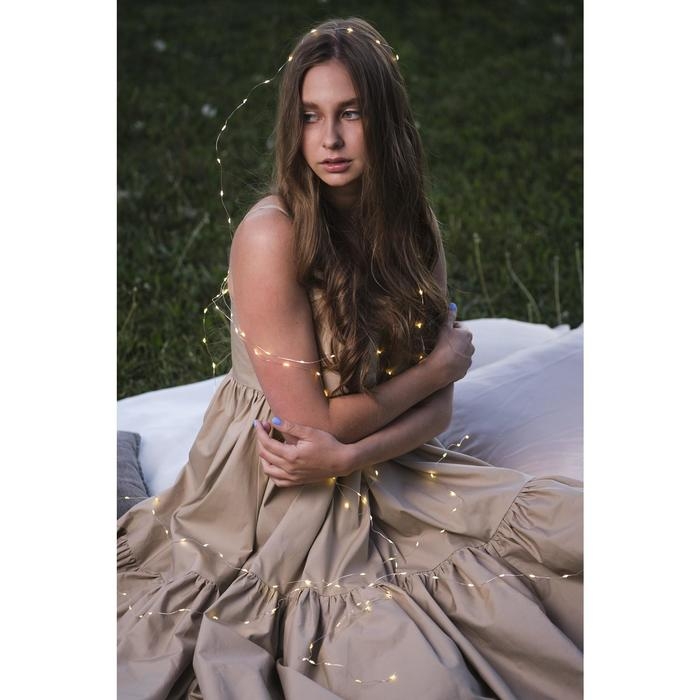 Гирлянда «Нить» 2 м роса, IP20, серебристая нить, 20 LED, батарейки CR2032х2 (в комплекте), свечение тёплое белое Гирлянда «Нить» 2 м роса, IP20, серебристая нить, 20 LED, батарейки CR2032х2 (в комплекте), свечение тёплое белое