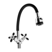 Смеситель для кухни ZEIN ZC2028, гибкий силикон излив, кран-букса латунь 1/2", черный/хром Смеситель для кухни ZEIN ZC2028, гибкий силикон излив, кран-букса латунь 1/2", черный/хром