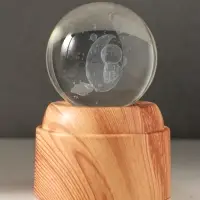 Сувенир стекло свет "Шар. Космонавт на месяце" 6хLED шар d=6 см, крутится, USB 7х7х10 см