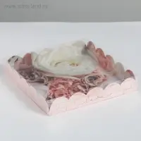 Коробка для печенья, кондитерская упаковка с пластиковой крышкой, My best wishes, 18 х 18 х 3 см