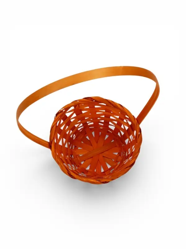 Корзина плетеная 13 х 13 х 9,5 см, ручка h=21 см, оранжевый