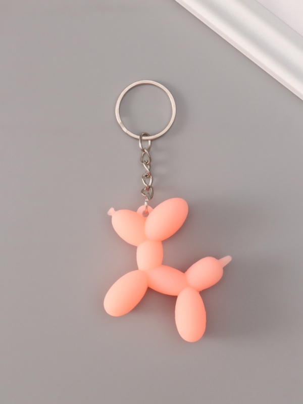 Брелок резина "Воздушный шарик - Собачка" розовый 5х5,5 см