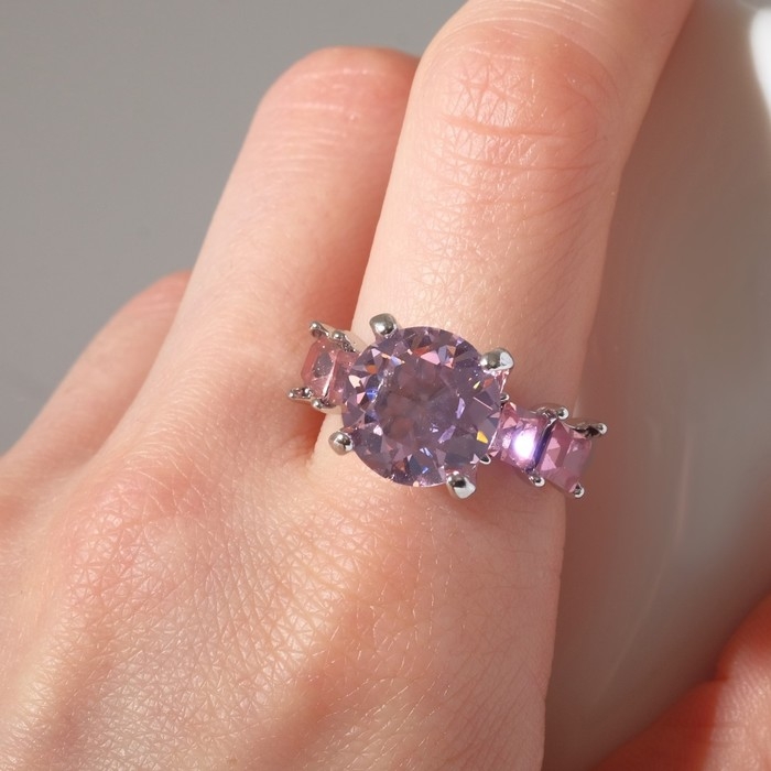 Кольцо «Драгоценность» леди, цвет розовый в серебре, безразмерное Кольцо «Драгоценность» леди, цвет розовый в серебре, безразмерное