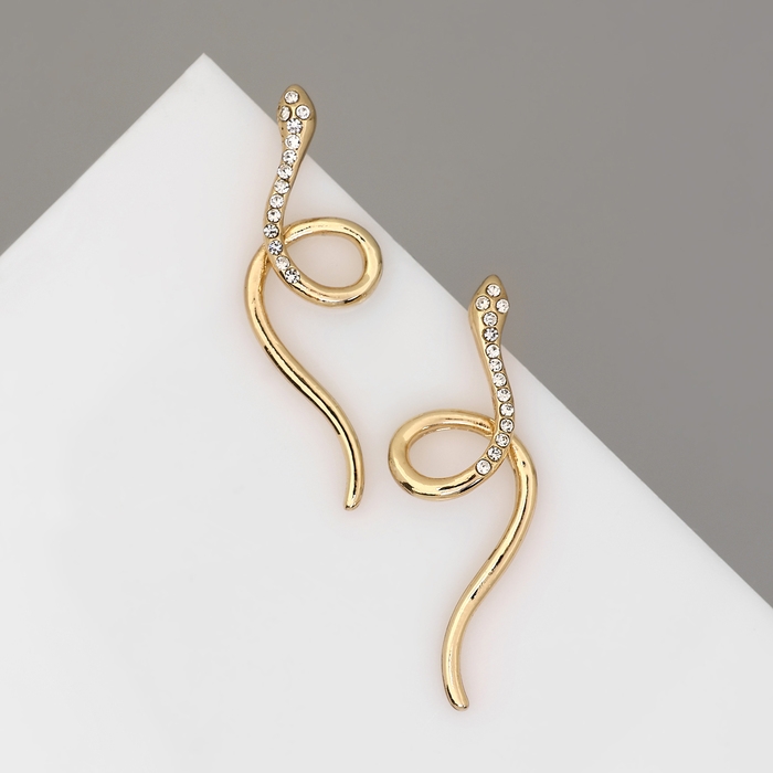 Новый год! Символ года 2025! Серьги металл&laquo;Змея&raquo; миниатюрные мини, цвет белый в золоте